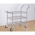 RFY-HW13:Single Hand-bar Wire Shelf Cart Trolley with 3 tiers wire
